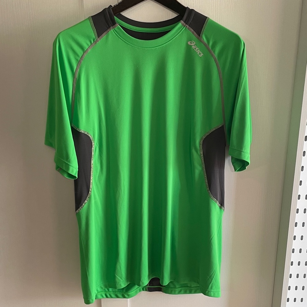 ASICS Lime Green and Charcoal Performance Tee